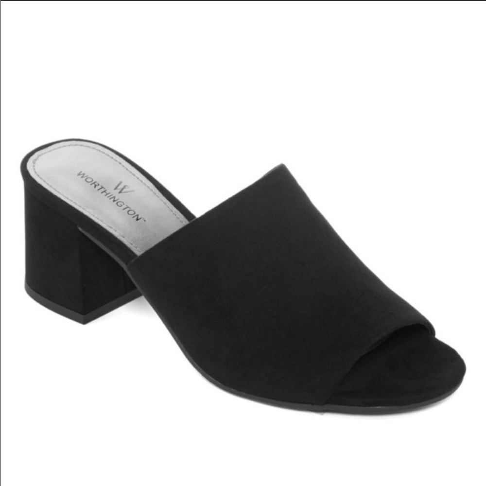Worthington Black Fritz Mules NWOT